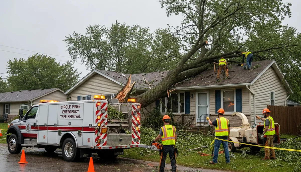 Emergency tree removal after storm damage in Circle Pines, Minneapolis, MN restoring property safety