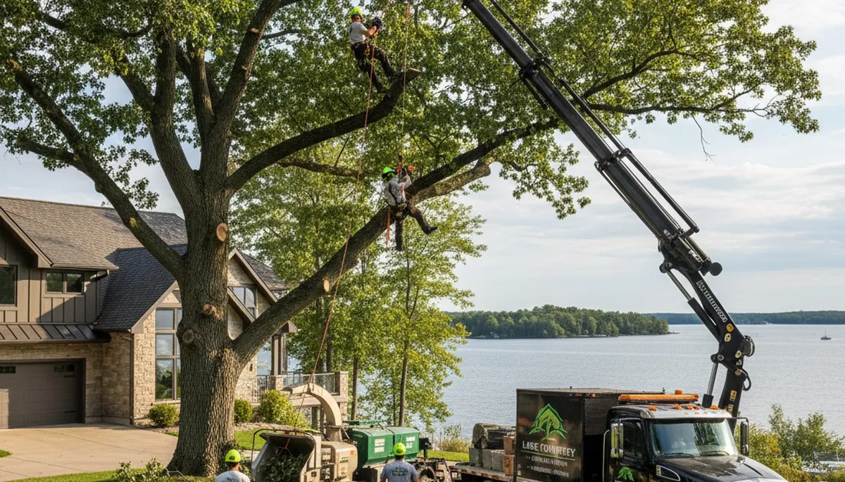 Professional tree removal service in Minneapolis MN safely cutting and clearing large trees