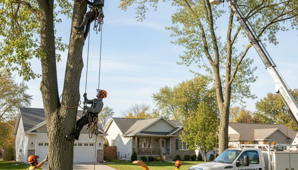 Professional tree removal service in Minneapolis MN safely cutting and clearing large trees