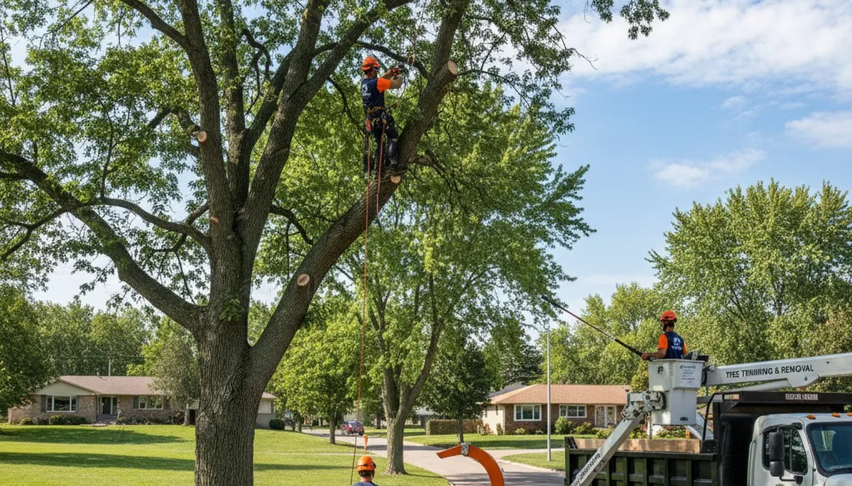 Professional tree removal service in Minneapolis MN safely cutting down large tree
